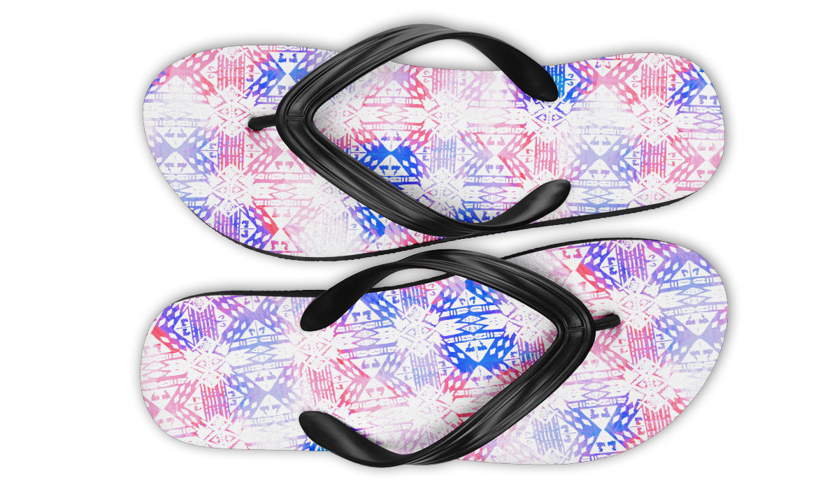 Print On Demand - Flip Flops - "Aztec Ombre" (Red, White, & Blue)