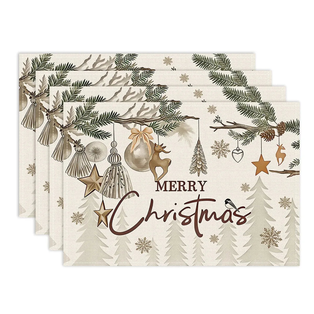 4/6/8 Christmas placemats Christmas tree table mats and Christmas party table insulation mats