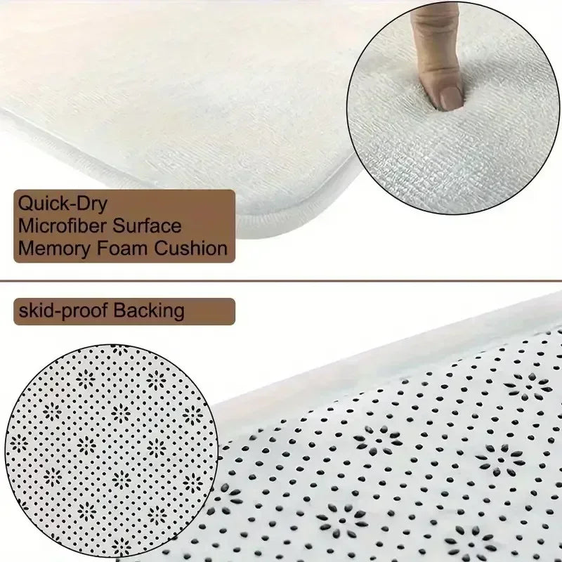 Floral Round Rug – Washable Non-Slip Vintage Carpet