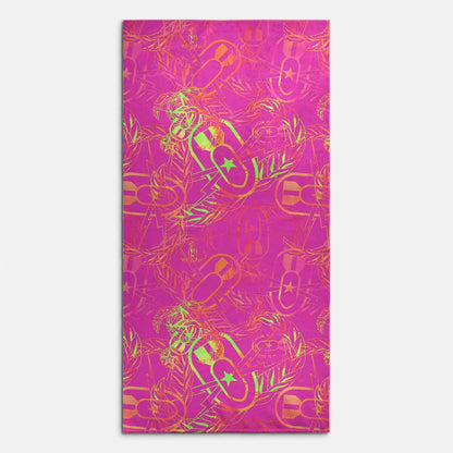 Print On Demand  - Beach Towel - "It's 5 o'clock Somewhere" (Neon Pink & Yellow)