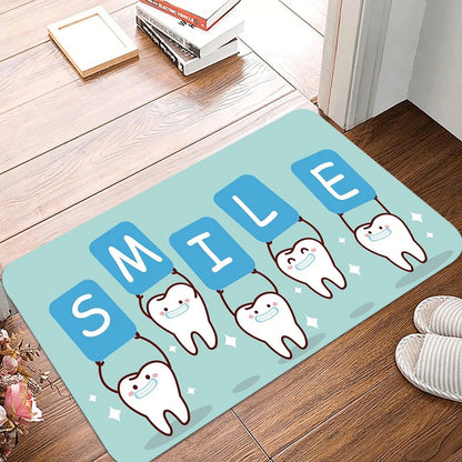 Christmas Dentist Tooth Dental Floor Mat – Non-Slip Holiday Doormat for Clinic, Hospital, Kitchen & Home Décor