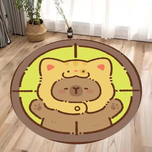Cartoon Brown Bear Rug – Kids Round Play & Crawling Mat