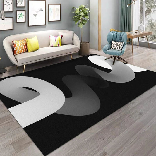 3D Abstract Curved Geometric Pattern Area Rug Creative Floor Mat Stylish Decor For Living Room Bedroom