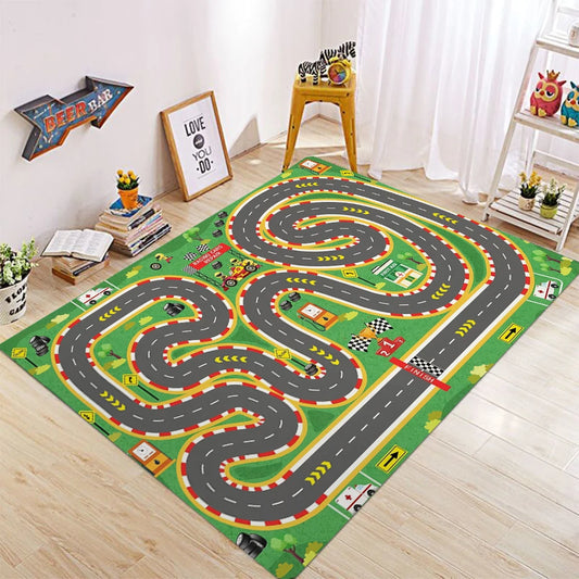 Kids Car Rug Race Track Playmat, Road Traffic Carpet Fun City Map Toy Mat for Boys Bedroom