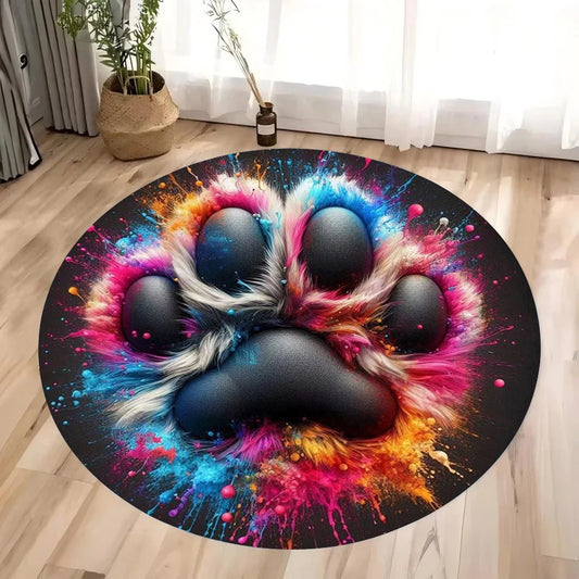 3D Puppy Paw Non-Slip Circular Rug Mat