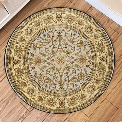 Vintage European Floral Mandala Round Rug – Soft Geometric Carpet for Living Room & Bedroom