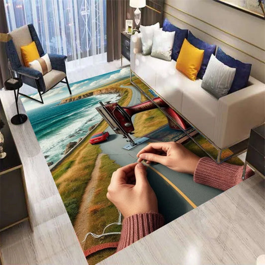 3D Keyboard Landscape Area Rug – Non-Slip Modern Art Floor Mat