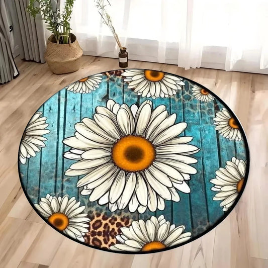 Daisy Leopard Print Rug – Anti-Slip Living Room Decor