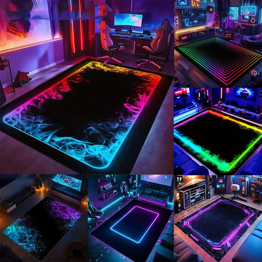 2D Fluorescent Gaming Rug – Cool Smoke Design, Anti-Slip Carpet for Game Rooms & Gamer Gifts