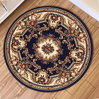 Vintage European Floral Mandala Round Rug – Soft Geometric Carpet for Living Room & Bedroom