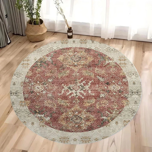 Bohemian Geometric Round Rug – Vintage Artistic Floor Decor