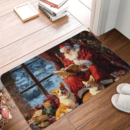 Christmas Golden Retriever Doormat – Non-Slip Washable Rug for Living Room, Bedroom, Bathroom & Kitchen