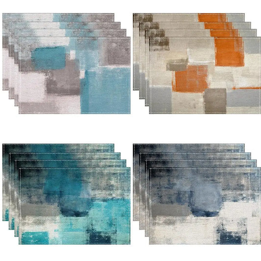 Graffiti Placemats Set (4/6/8pcs) – Heat-Resistant Washable Table Mats