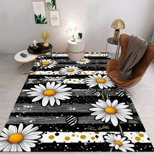 3D Dream Sun Flowers Nordic Daisy Rug Carpet for Living Room Bedroom Home Decor Non-Slip