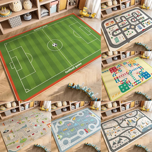 3D Soccer Football Field Rug – Kids Play Mat for Bedroom & Living Room Decoration