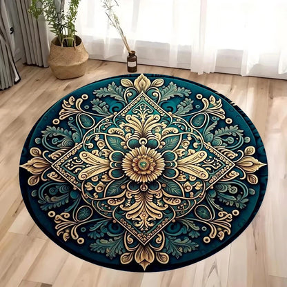 Colorful 3D Mandala Chakra Round Rug – Meditation & Yoga Non-Slip Washable Carpet for Bedroom & Living Room