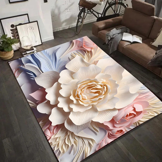 3D Flower Illusion Carpet – Soft Anti-Slip Luxury Rug for Living Room & Bedroom