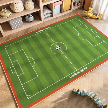 3D Soccer Football Field Rug – Kids Play Mat for Bedroom & Living Room Decoration