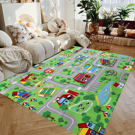 Interactive City Traffic Kids Rug – Educational Road Play Carpet for Bedroom & Living Room