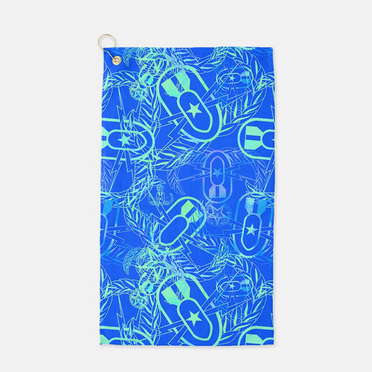 Print On Demand - Golf Towel - "It's 5 o'clock Somewhere" (Green on Blue)